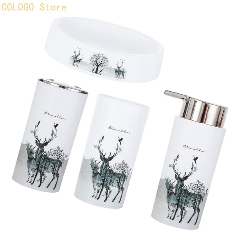 Home Essentials Bathroom Accessories - Ensemble d'accessoires salle bain imprimé cerf,