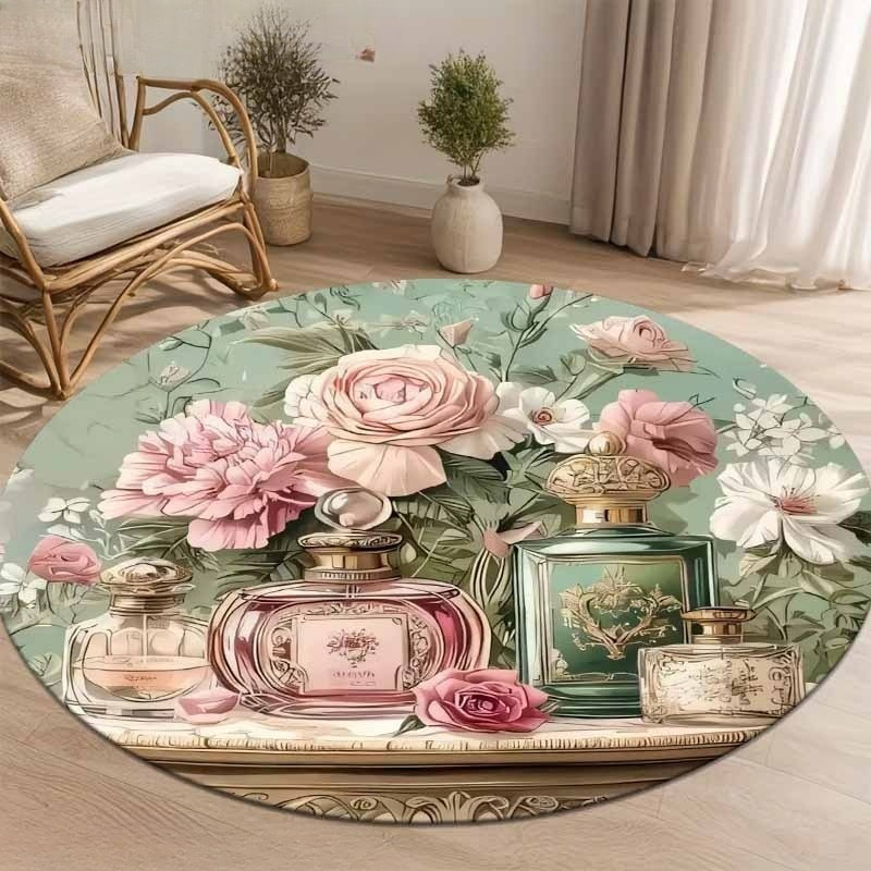 Home Made Bathroom Vanity - Tapis rond élégant à imprimé floral