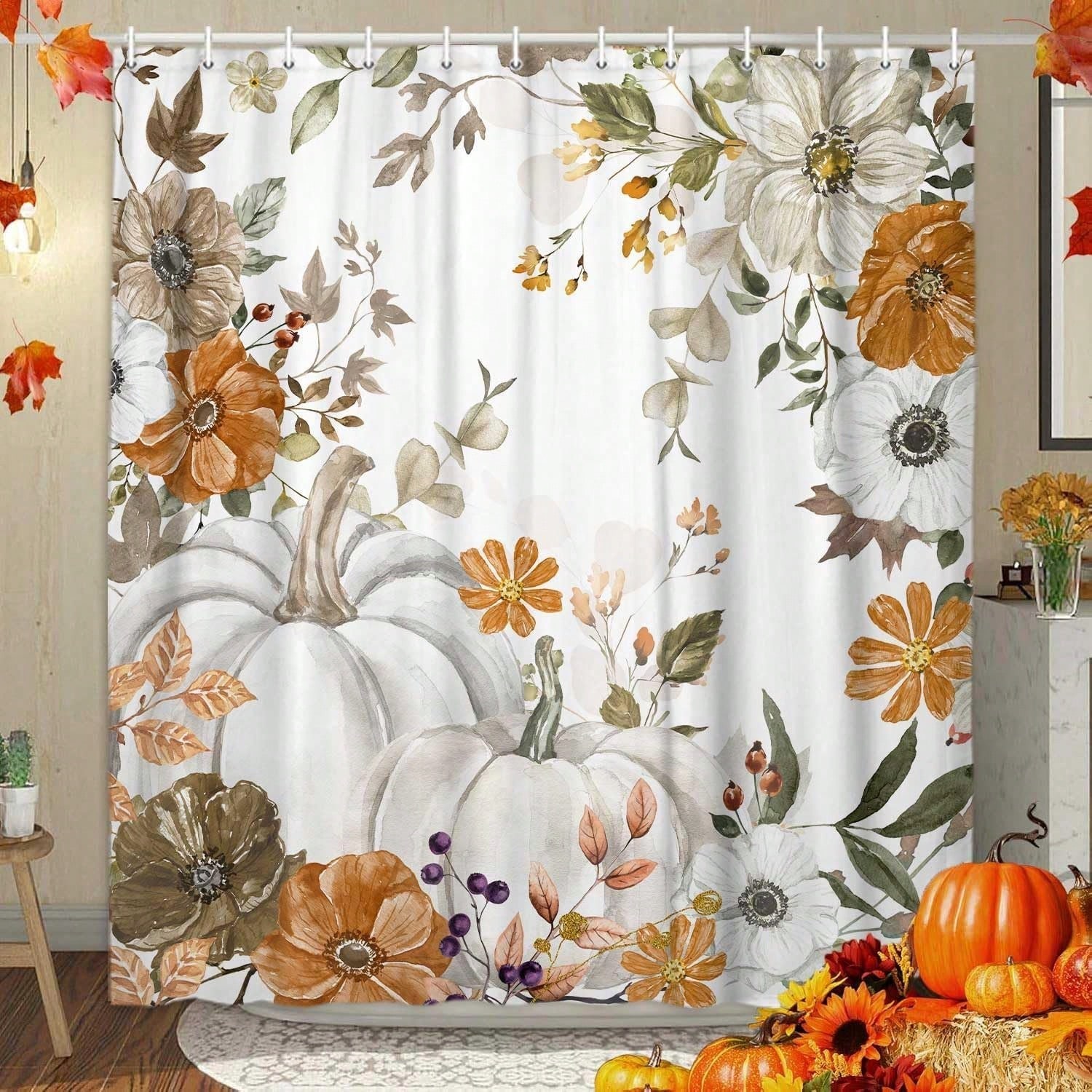 Home Essentials Bathroom Accessories - Rideau de douche à motifs d’automne