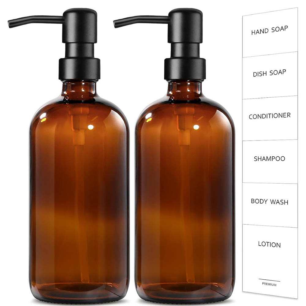 Soap Dispenser Pump - Distributeur de savon en verre ambré,