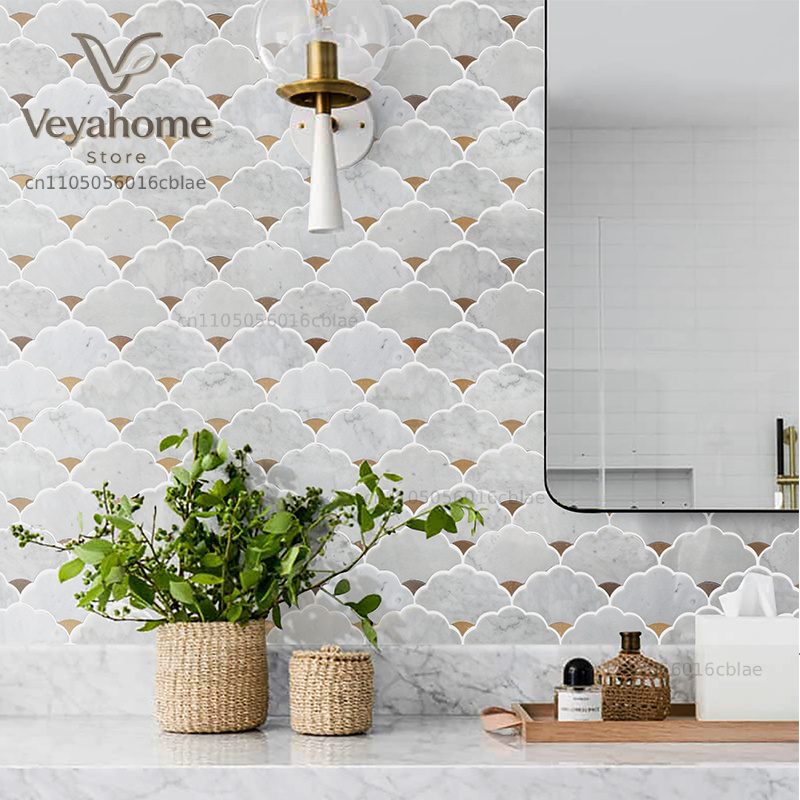 Mosaïque murale en marbre natu - Home Bathroom Tiles Design avis et prix