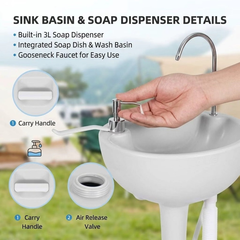 Évier de camping portable 24L, - Soap Dispenser Pump avis et prix